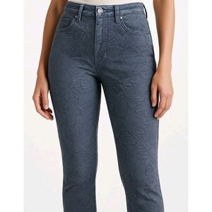Pilcro Anthropologie Jeans 26 Blue Gray Embossed High Rise Skinny Boho Chic